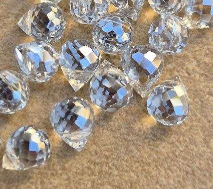 20 pc x (6x5mm) Light Steel Blue Electroplated  Teardrop Faceted Glass Beads   - Top Drilled