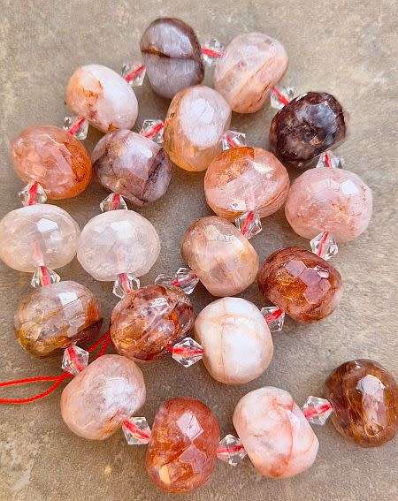 *Clearance Sale*1 Strand  x (+/-18x12mm) Natural /  Quartz / Large  / Faceted Rondelle Beads