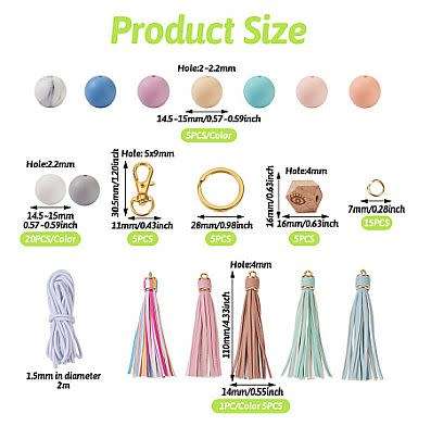 ***DIY***   Keychain  / PU Leather Tassels / Wood & Silicone Beads  /  Making Kit