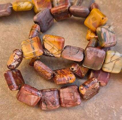 *Clearance Sale*12pc   (+/- 12x12mm ) / Natural /  Picasso Jasper  / Square Beads