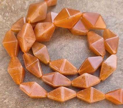 *Clearance Sale*1 Strand  (+/-15x8mm) Natural / Red  Aventurine / Faceted Bicone Beads +/- 26pc