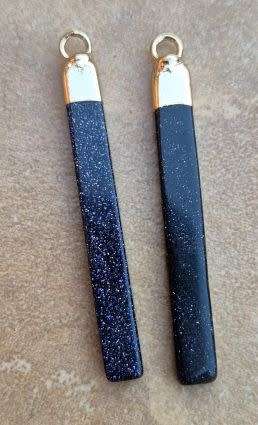 *Clearance Sale*1pc Synthetic Blue Goldstone / Iron  Gold Tone Loop / Rectangle Pendant