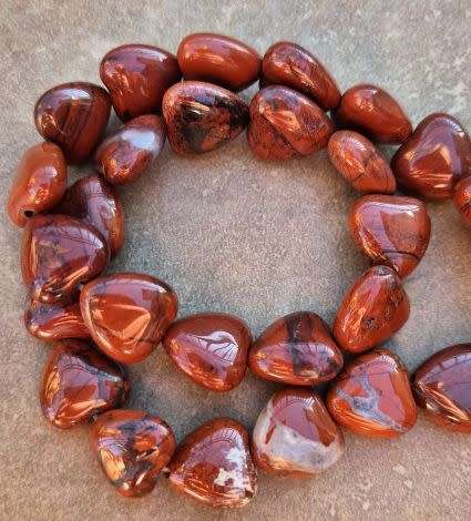 *Clearance Sale*12pcs x 12mm  Natural / Red Jasper / Heart Beads
