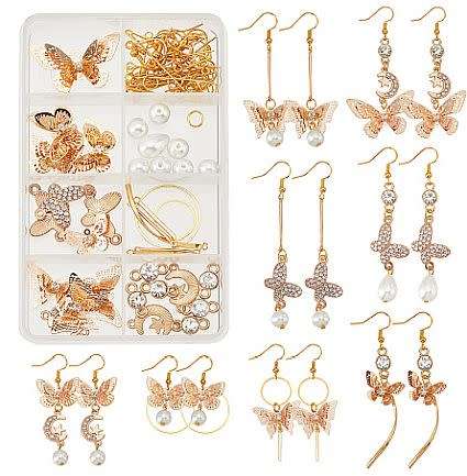 ***DIY*** 8 Pairs / Filigree Butterflies /Rhinestone / Alloy Findings / Gold Tone / Earing Kit