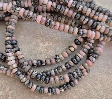 *Clearance Sale*1 Strand (4x2mm) Natural / Rhodonite / Flat Round Beads +/-155pc (+/-38cm)