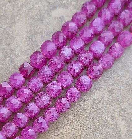 *Clearance Sale* 1 Strand  x (+/-5mm) Natural /  Quartz / Purple / Dyed / Faceted Cube  Beads