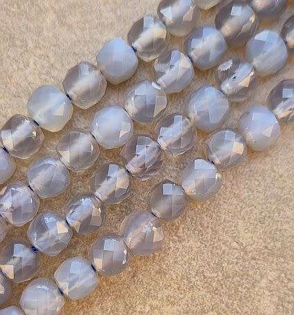 *Clearance Sale*1 Strand x (+/-5mm)  Natural / Grey Agate / Faceted Cube Beads