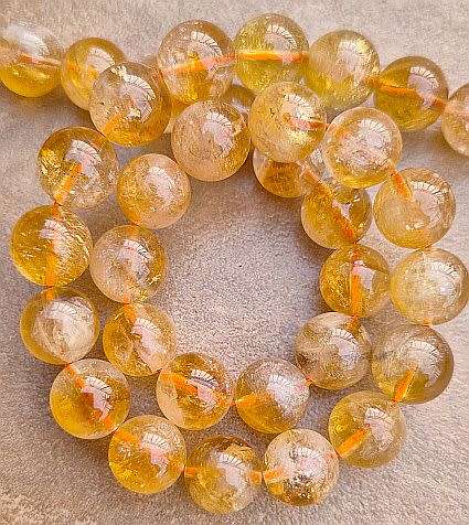 *Clearance Sale*10pcs  (+/- 10mm) Natural /  Citrine /  Round Beads