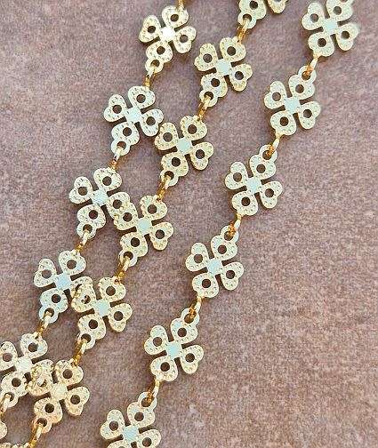 *Clearance Sale*1m   Gold Plated / Four Leaf Clover Links /  Brass Chain /  Link Size 10x6x0.5mm