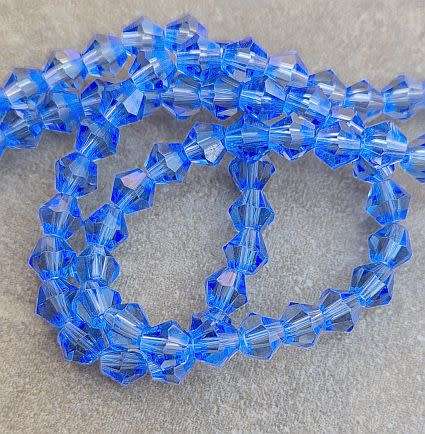 *Clearance Sale** 1 Strand  (6x5mm )Light Blue / Imitation Crystal / Bicone Faceted Beads +/- 46pcs