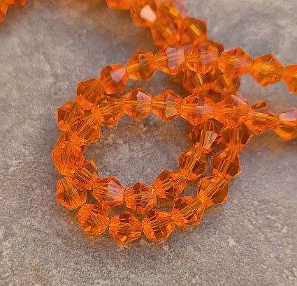 *Clearance Sale**1 Strand  (6x5mm ) Orange / Imitation Crystal / Bicone Faceted Beads +/- 46pcs