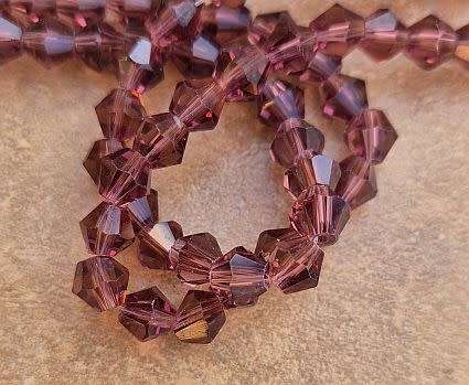 *Clearance Sale** 1 Strand  (6x5mm ) Purple / Imitation Crystal / Bicone Faceted Beads +/- 46pcs