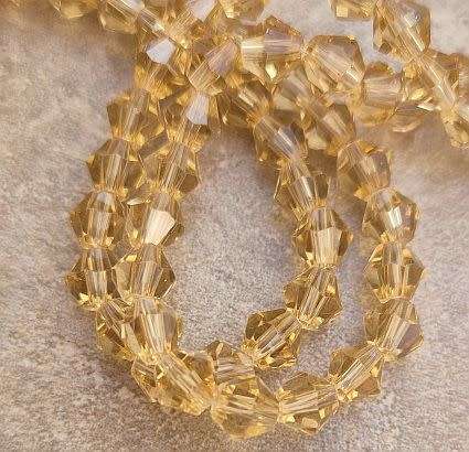 *Clearance Sale** 1 Strand  (6x5mm ) Yellow / Imitation Crystal / Bicone Faceted Beads +/- 46pcs