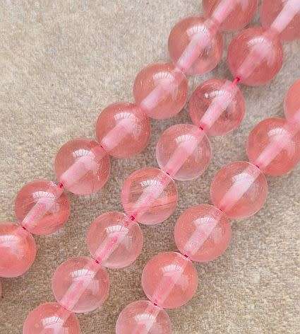 *Clearance Sale*1 Strand  x (8mm) Cherry Quartz Glass/  Round Beads +/- 48pcs