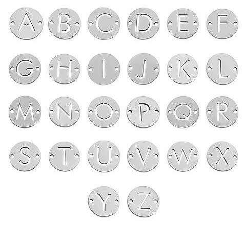 26 pcs   Alphabetical / Stainless Steel /  Connectors / Links / 12x1mm