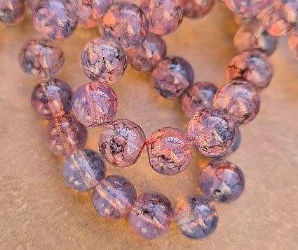 *Clearance Sale*20Pc x 8mm  Purple  /  Orange  Painted / Round  Glass  Beads