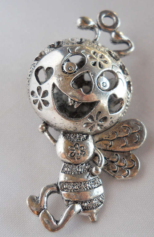 Large Tibetan Silver Bee Charm - 55mm-1pc