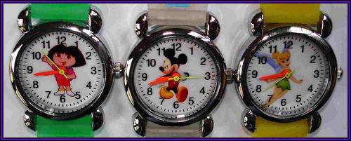 DORA THE EXPLORER, MICKEY MOUSE, & TINKERBELL  KIDDIES WRISTWATCH