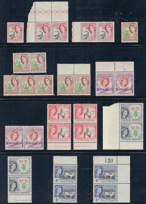 S . RHODESIA - 1953 - QEII DEF ISSUE - SINGLES & PAIRS - R1000+