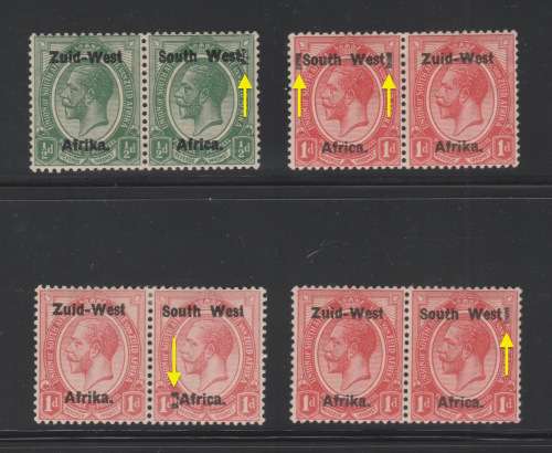 SWA - 1923 - 4 x Kings Head Pairs with Large Printers Guide Marks - Mint