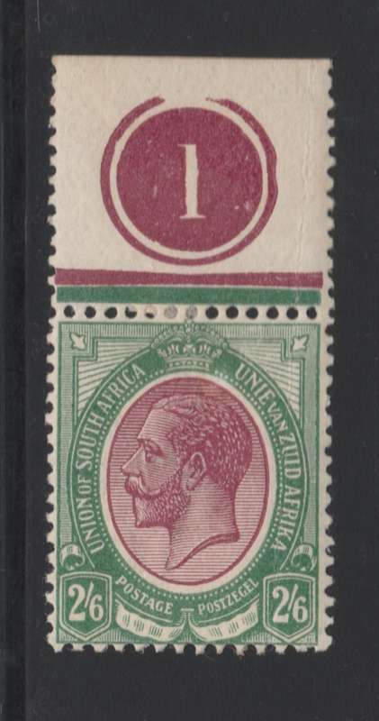 Union of SA - 1913 - Kings Head  2/6 Single with Plate No. 1 - Mint - R1350