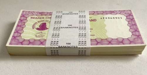 Zimbabwe 31st December 2006 - 100 x 50 Thousand Dollar Notes - Excellent Condition