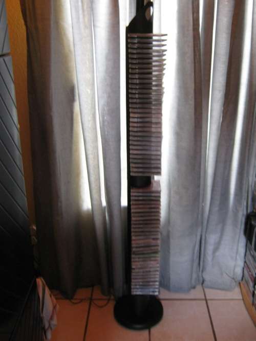 CD STAND WITH LAMP - BLACK METAL