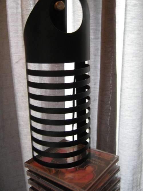 CD STAND WITH LAMP - BLACK METAL