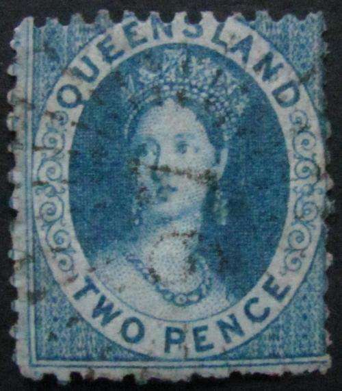 **WOW**1868 Queensland Victoria 2p Blue - RARE! CV R1500+
