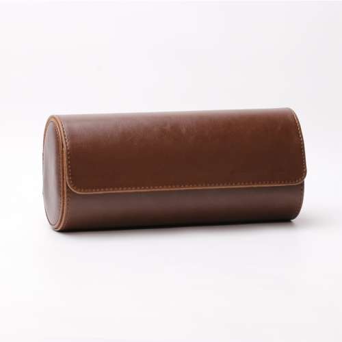 Brown 3 Slot Watch Roll Case