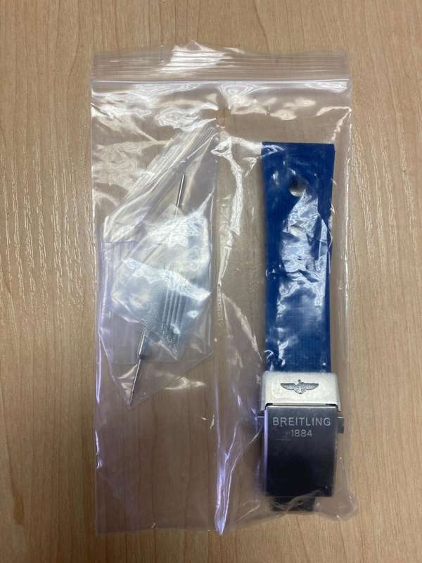 Breitling Blue Twinpro Rubber Strap - 22mm & 24mm On Push Button