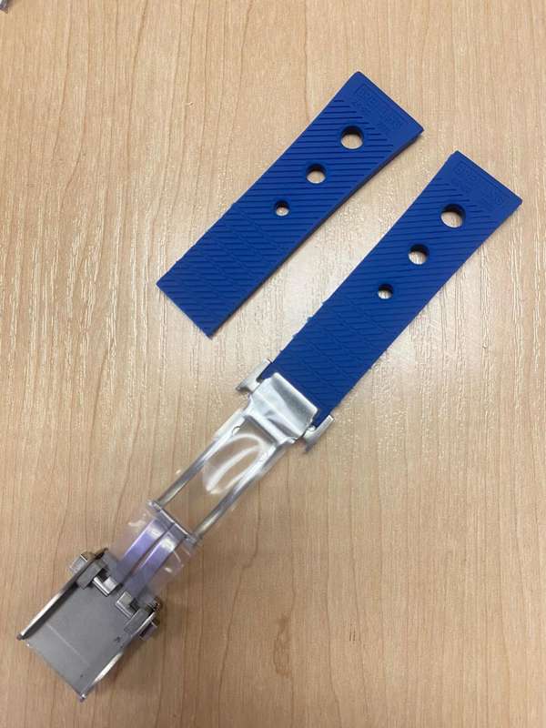 Breitling Blue Twinpro Rubber Strap - 22mm & 24mm On Push Button
