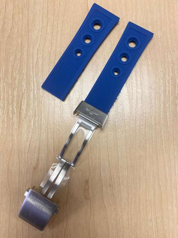 Breitling Blue Twinpro Rubber Strap - 22mm & 24mm On Push Button