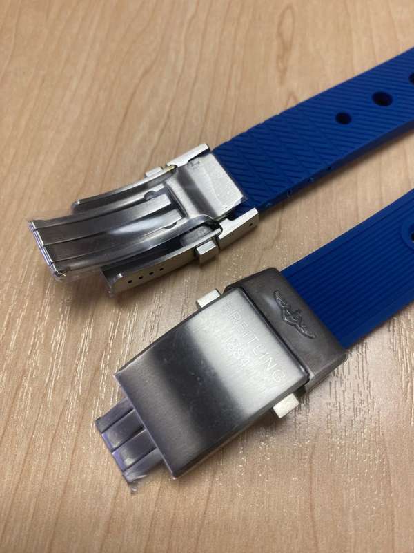 Breitling Blue Twinpro Rubber Strap - 22mm & 24mm On Push Button