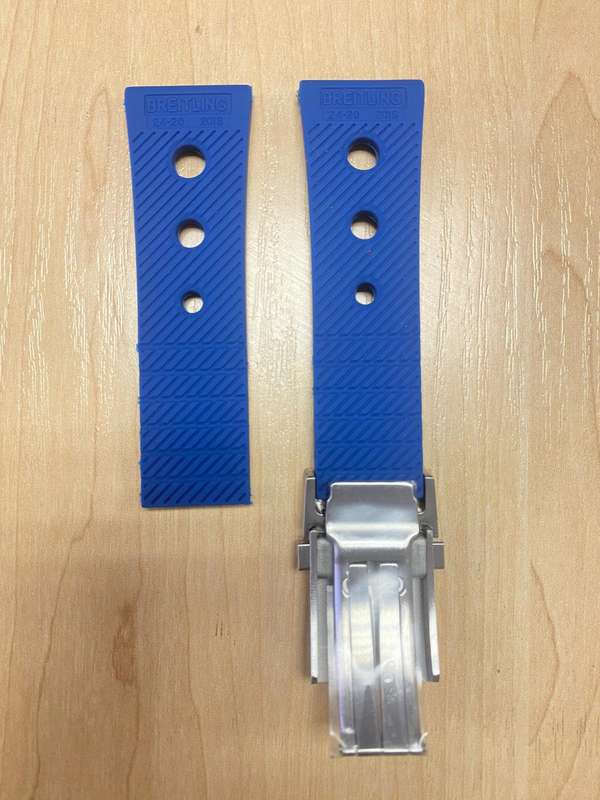 Breitling Blue Twinpro Rubber Strap - 22mm & 24mm On Push Button