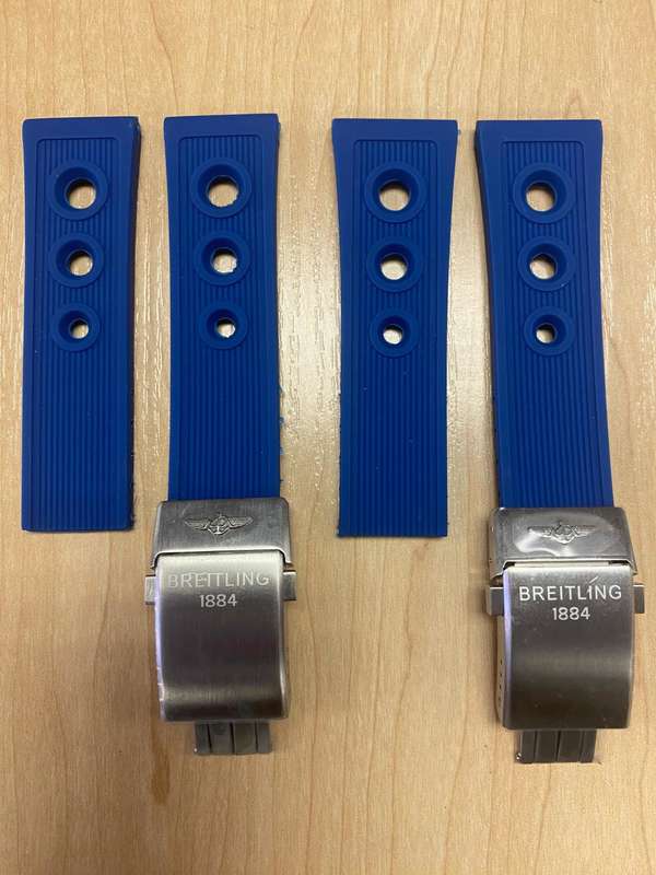 Breitling Blue Twinpro Rubber Strap - 22mm & 24mm On Push Button