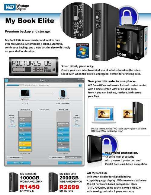 Western digita my book elite 1tb or 2tb with smart display