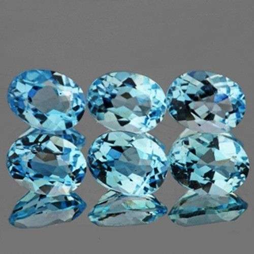 STUNNING! 1.45CT 6 PIECE SKY BLUE NATURAL OVAL CUT TOPAZ LOT