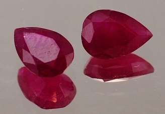 BEAUTIFUL 1.10CT NATURAL PEAR CUT BLOOD RED RUBY PAIR - R1 NO RESERVE AUCTION!!!