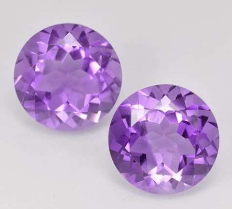 Beautiful Pair Of Round Cut 100% Natural Violet Amethyst