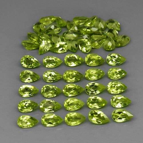 Beautiful 25 Piece Lot Of Pear Shape 100% Natural Apple Green Peridot