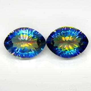 15.24ct STUNNING NATURAL MULTI COLOUR RAINBOW QUARTZ PAIR
