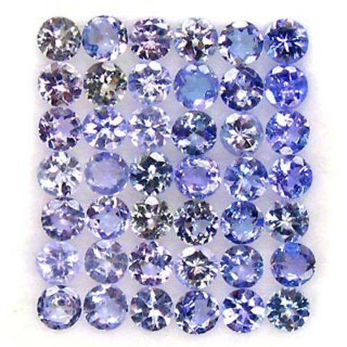 4.70ct ROUND CUT NATURAL BLUE PURPLE TANZANITE LOT - 48PCS