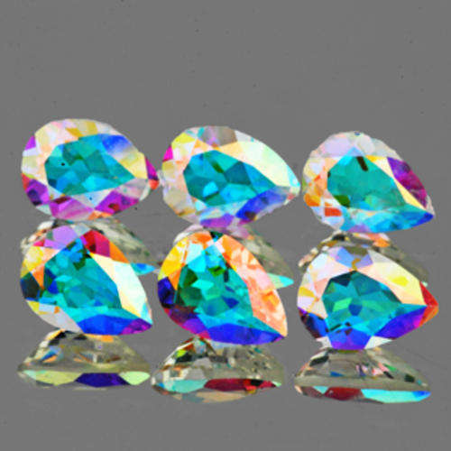 5.55ct BEAUTIFUL 6 PIECE SET PEAR CUT NATURAL TOPAZ