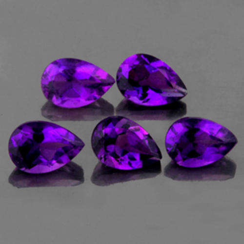 STUNNING! 5 PIECES PEAR CUT PURPLE AMETHYST