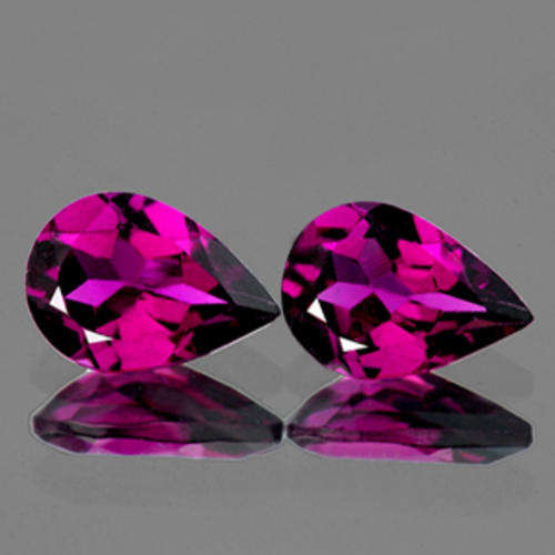 2PCS PEAR CUT PINK PURPLE RHODOLITE GARNET