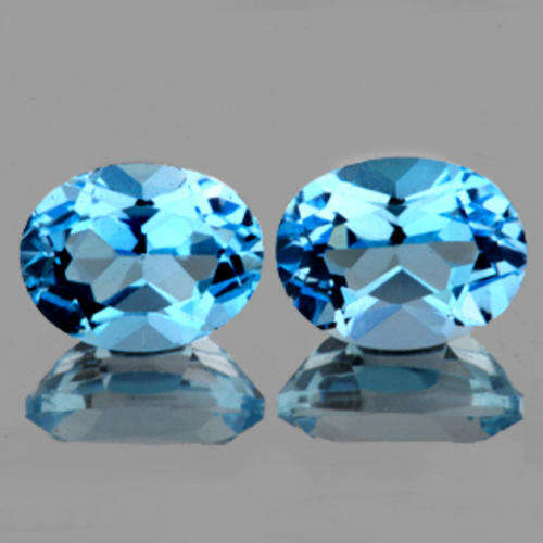 BEAUTIFUL 3.76ct PAIR OF OVAL CUT SKY BLUE TOPAZ