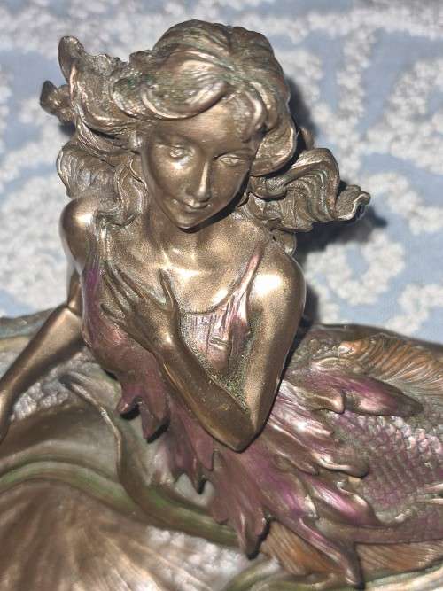 Veronese soap dish plate with sculpture mermaid Art Nouveau