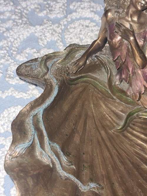 Veronese soap dish plate with sculpture mermaid Art Nouveau