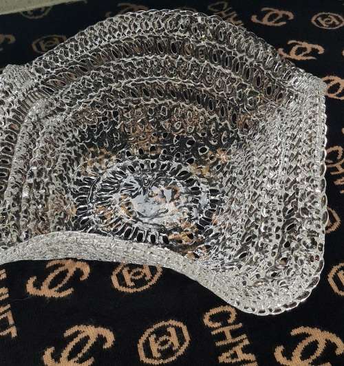Large Spun Crochet Art Glass Fruit Bowl